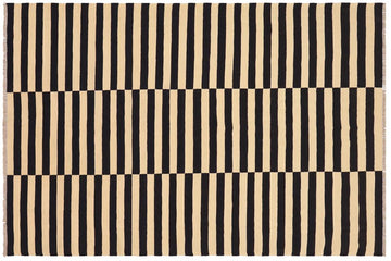 Flat Weave Kilim, Antique, Navaho, Vintage, Handmade, Modern Kilim Beige Black Hand-Woven Rectangle 100% Wool Area Rug 5 x 8